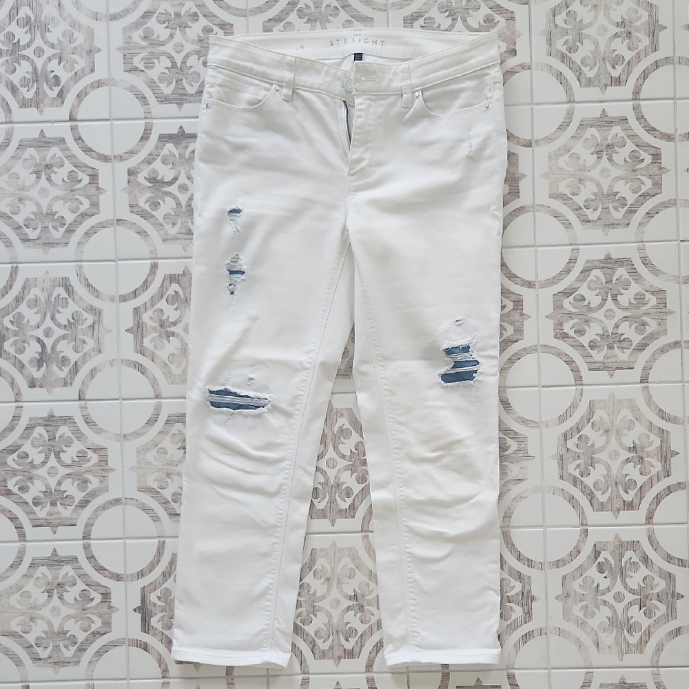 White House Black Market Distressed Straight Leg Jeans
